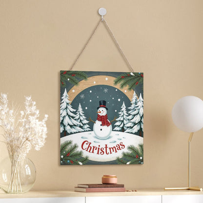 Christmas Square Wood Wall Decor Hanging Sign-12"x12"/30x30cm