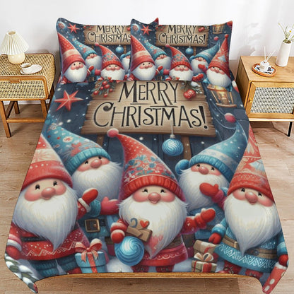 Christmas Gnomes 3-Piece Bedding Set-102"x90"/ 259x229cm (Dual-sided Printing)