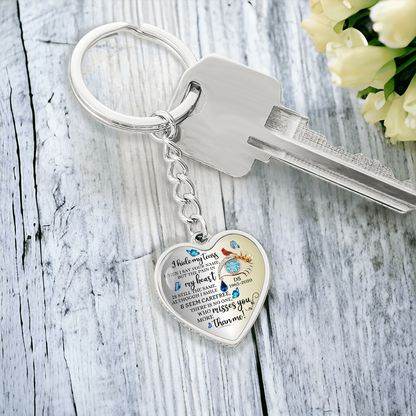 Memorial Heart Keychain with Engraved Message, Butterfly Tears Sympathy Gift, Remembrance Jewelry, Widow Gift, Grief Support Keepsake