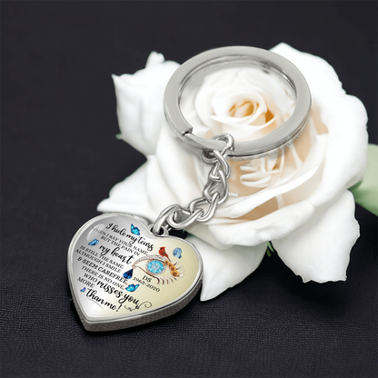 Memorial Heart Keychain with Engraved Message, Butterfly Tears Sympathy Gift, Remembrance Jewelry, Widow Gift, Grief Support Keepsake