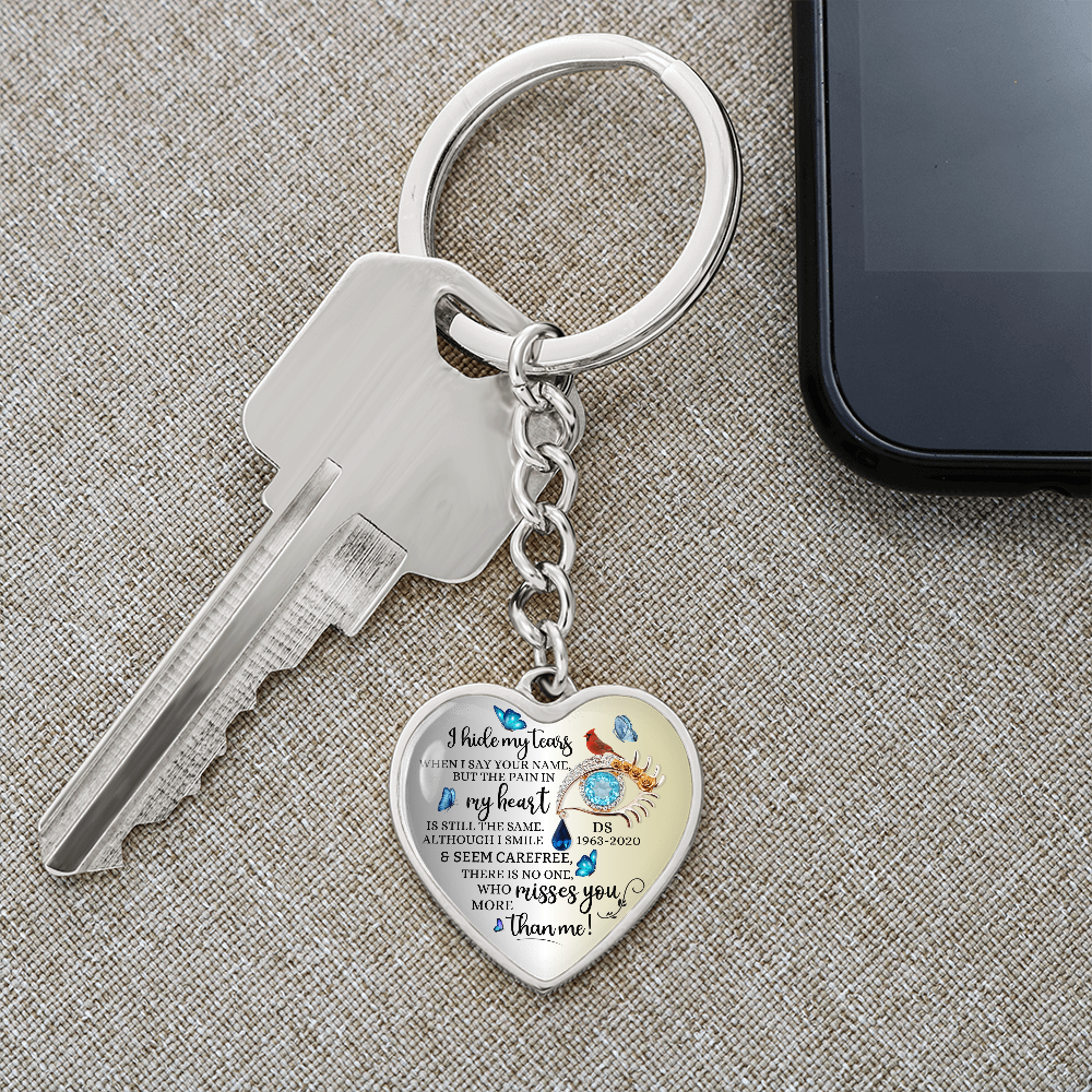 Memorial Heart Keychain with Engraved Message, Butterfly Tears Sympathy Gift, Remembrance Jewelry, Widow Gift, Grief Support Keepsake