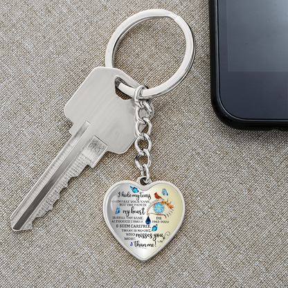 Memorial Heart Keychain with Engraved Message, Butterfly Tears Sympathy Gift, Remembrance Jewelry, Widow Gift, Grief Support Keepsake