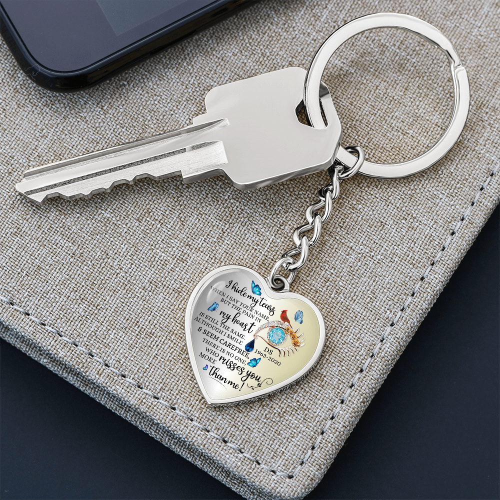 Memorial Heart Keychain with Engraved Message, Butterfly Tears Sympathy Gift, Remembrance Jewelry, Widow Gift, Grief Support Keepsake