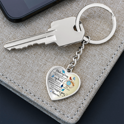 Memorial Heart Keychain with Engraved Message, Butterfly Tears Sympathy Gift, Remembrance Jewelry, Widow Gift, Grief Support Keepsake