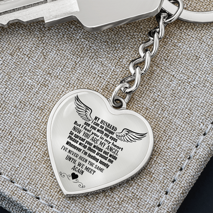 Heart Pendant Keychain for Widows, Angel Remembrance Jewelry Gift for Husband in Loving Memory, Grief Support, Anniversary & Memorial Gift