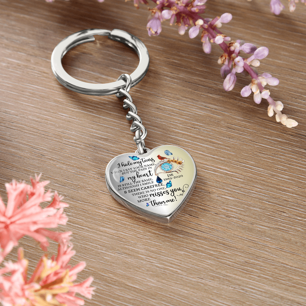 Memorial Heart Keychain with Engraved Message, Butterfly Tears Sympathy Gift, Remembrance Jewelry, Widow Gift, Grief Support Keepsake