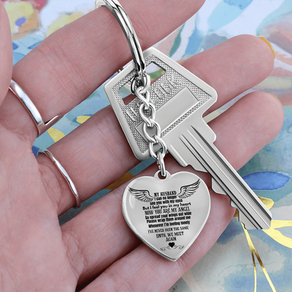 Heart Pendant Keychain for Widows, Angel Remembrance Jewelry Gift for Husband in Loving Memory, Grief Support, Anniversary & Memorial Gift