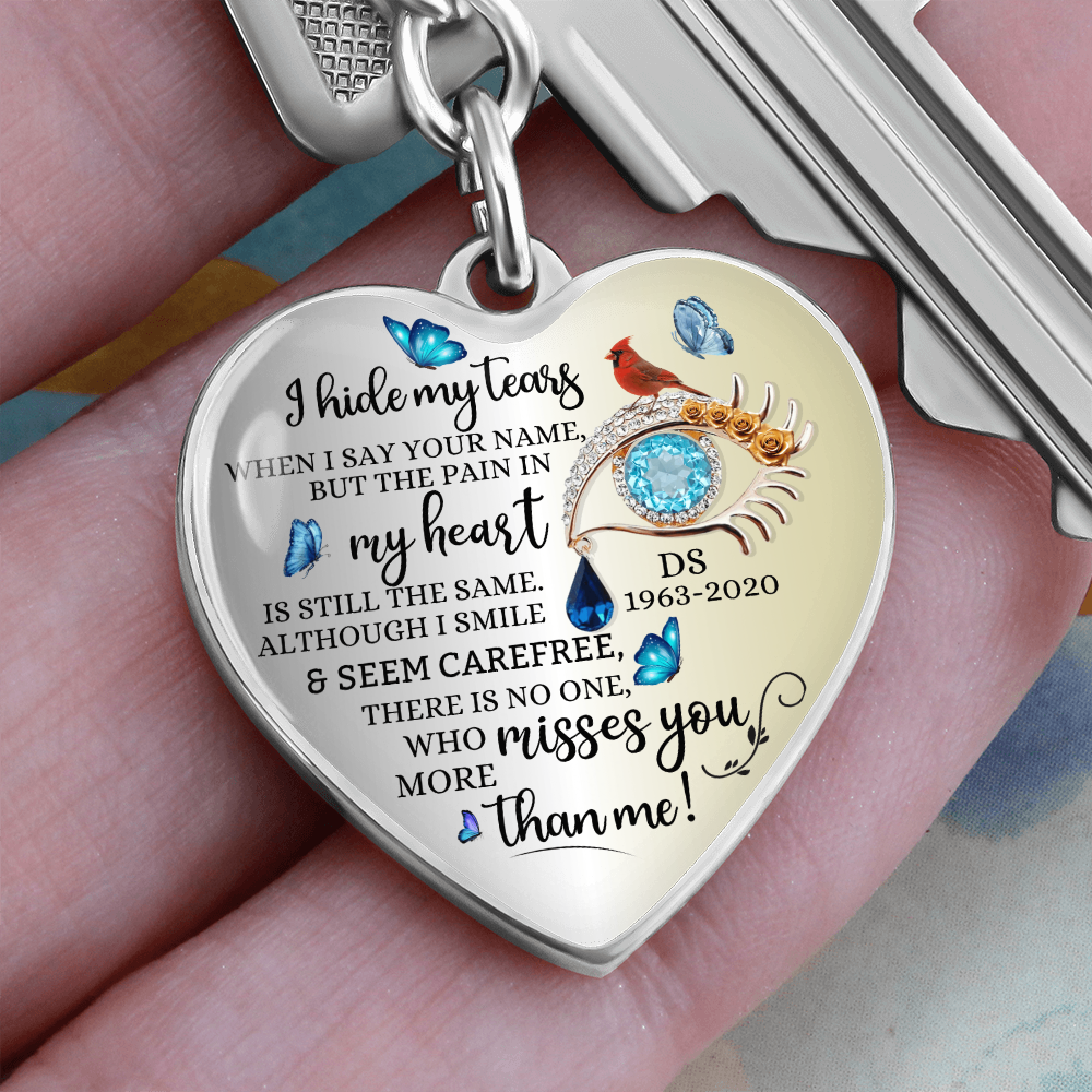 Memorial Heart Keychain with Engraved Message, Butterfly Tears Sympathy Gift, Remembrance Jewelry, Widow Gift, Grief Support Keepsake