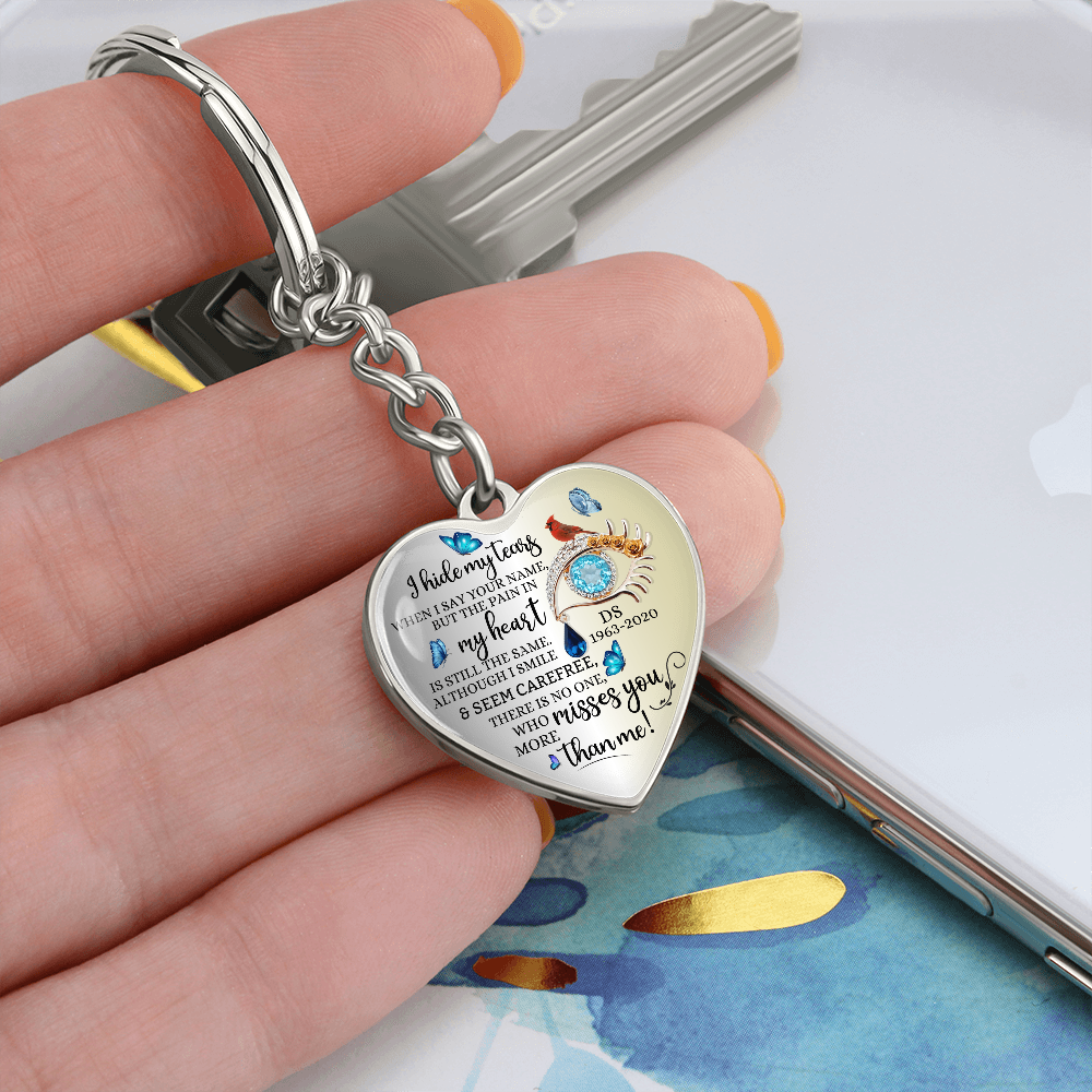 Memorial Heart Keychain with Engraved Message, Butterfly Tears Sympathy Gift, Remembrance Jewelry, Widow Gift, Grief Support Keepsake