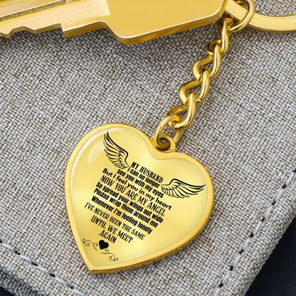 Heart Pendant Keychain for Widows, Angel Remembrance Jewelry Gift for Husband in Loving Memory, Grief Support, Anniversary & Memorial Gift