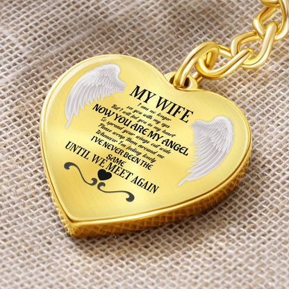 Keychain Heart My Wife now you are my Angel, Gift for Widower