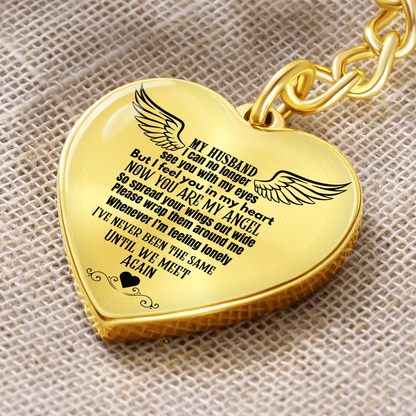 Heart Pendant Keychain for Widows, Angel Remembrance Jewelry Gift for Husband in Loving Memory, Grief Support, Anniversary & Memorial Gift