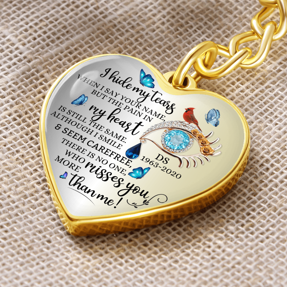 Memorial Heart Keychain with Engraved Message, Butterfly Tears Sympathy Gift, Remembrance Jewelry, Widow Gift, Grief Support Keepsake