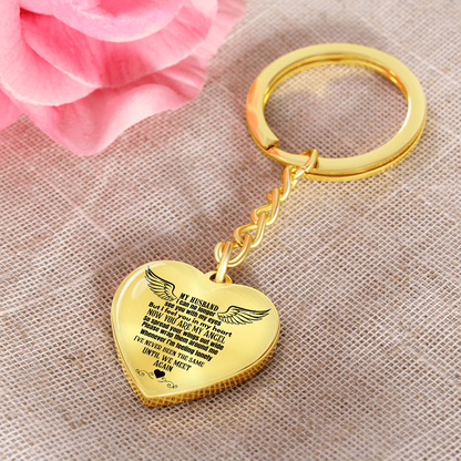 Heart Pendant Keychain for Widows, Angel Remembrance Jewelry Gift for Husband in Loving Memory, Grief Support, Anniversary & Memorial Gift