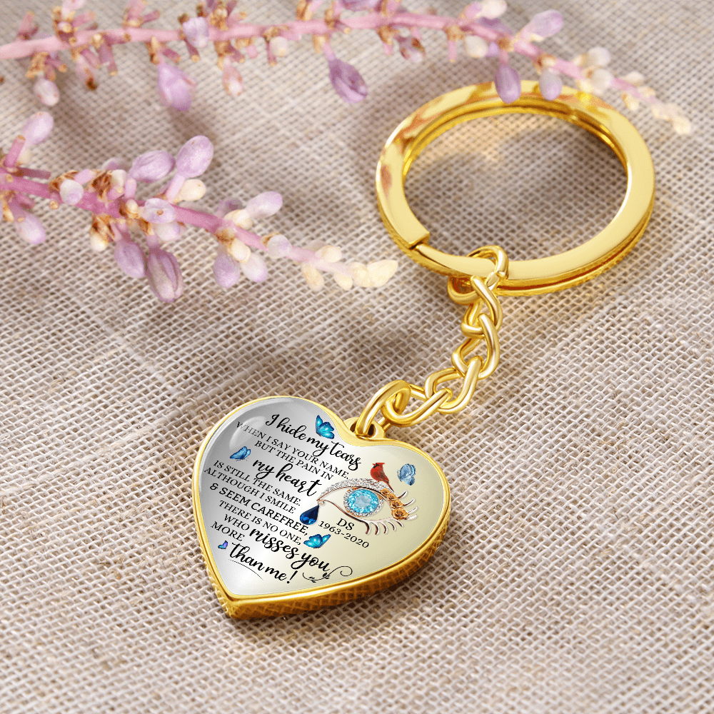 Memorial Heart Keychain with Engraved Message, Butterfly Tears Sympathy Gift, Remembrance Jewelry, Widow Gift, Grief Support Keepsake