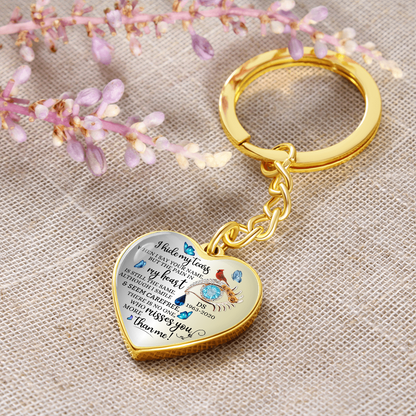 Memorial Heart Keychain with Engraved Message, Butterfly Tears Sympathy Gift, Remembrance Jewelry, Widow Gift, Grief Support Keepsake
