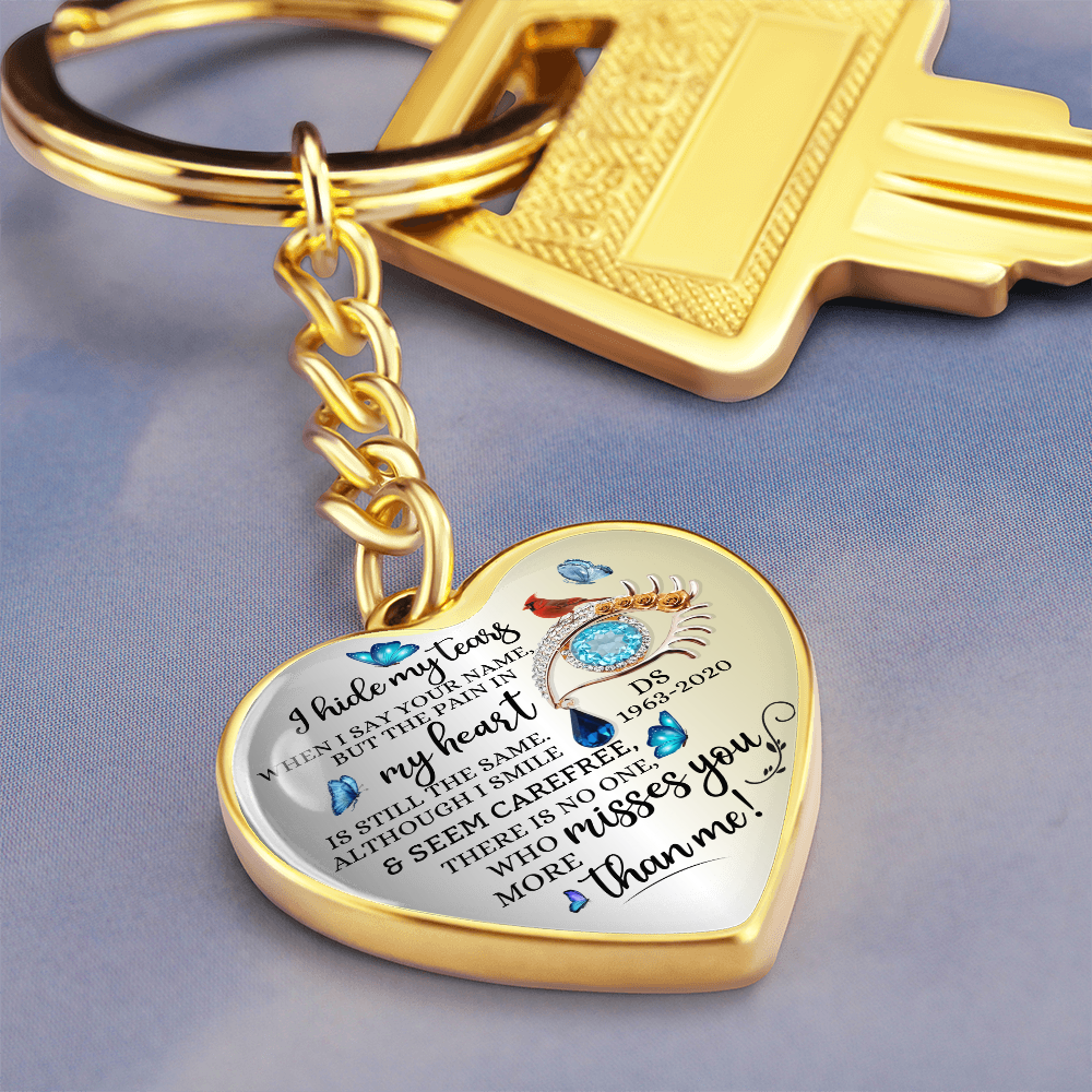 Memorial Heart Keychain with Engraved Message, Butterfly Tears Sympathy Gift, Remembrance Jewelry, Widow Gift, Grief Support Keepsake