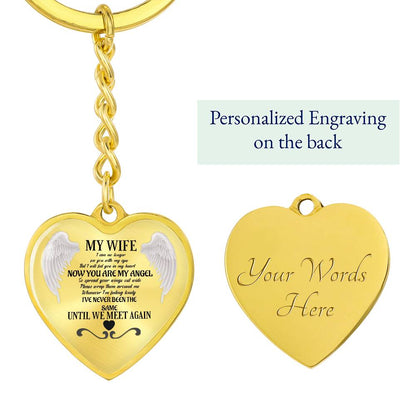 Keychain Heart My Wife now you are my Angel, Gift for Widower