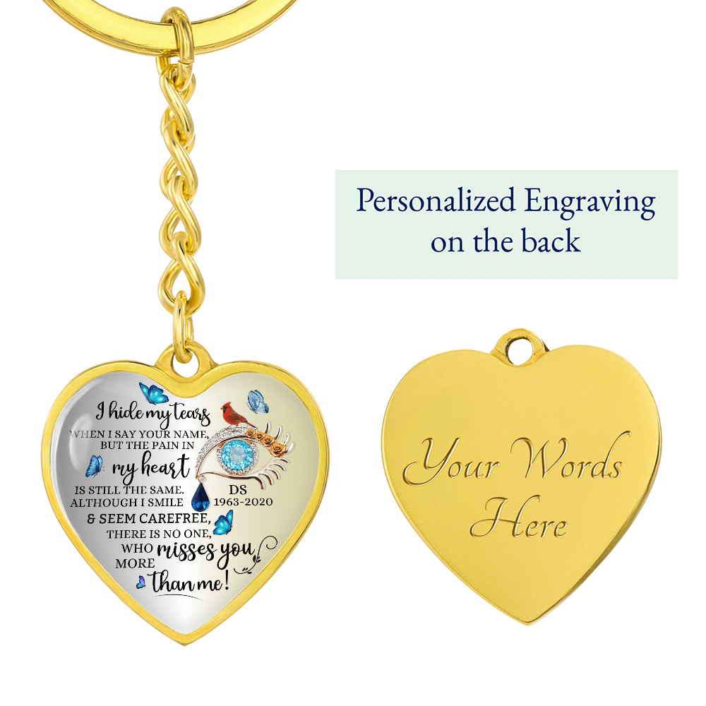 Memorial Heart Keychain with Engraved Message, Butterfly Tears Sympathy Gift, Remembrance Jewelry, Widow Gift, Grief Support Keepsake