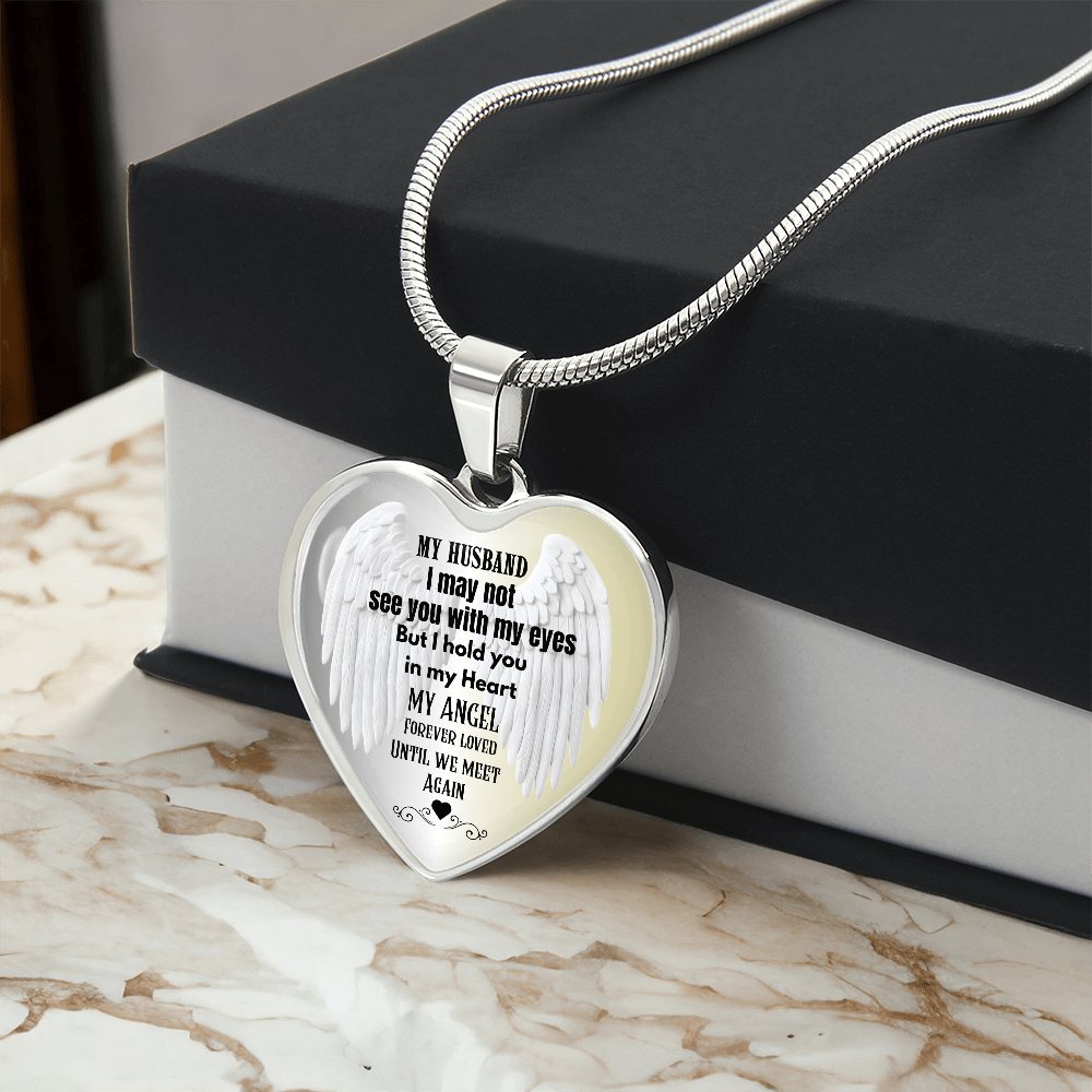 My husband My Angel memorial Heart Necklace