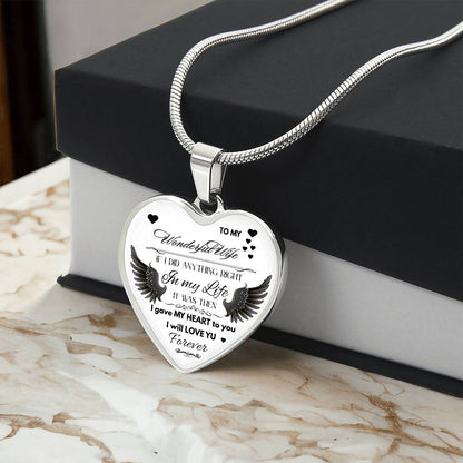 Angel Wings Necklace – To My Wonderful Wife Love Gift, Sentimental Jewelry for Wife's Birthday, Anniversary, or Just Because