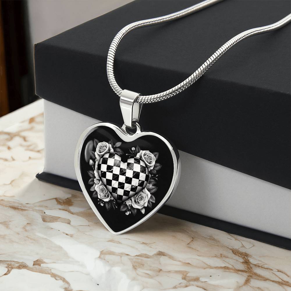 Rose Heart Luxe Necklace in Black & White