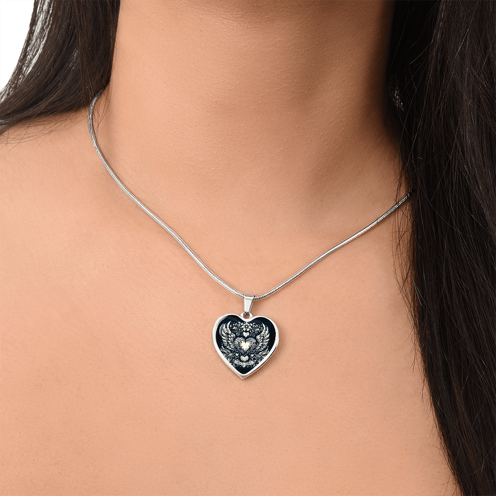 Luxury Graphic Heart Necklace, Always and Forever, Romantic Jewelry, Heart Pendant, Love Necklace, Anniversary Gift