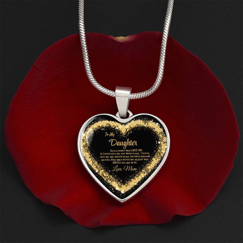 Luxury Heart pendant Necklace To my Daughter,  love Mom