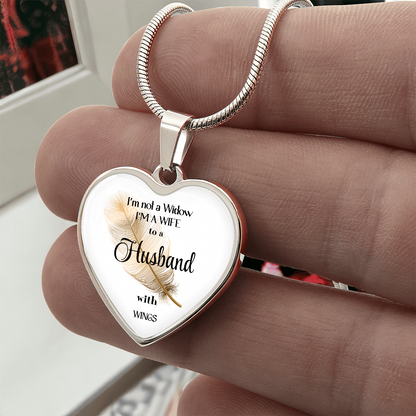 In Loving Memory Husband Necklace – Angel Wings Heart Tribute Jewelry | Elegant Memorial & Sympathy Gift
