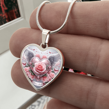 Luxury Heart Necklace Memorial Jewelry – Forever Loved Graphic Pendant Gift for Women Loved One Keepsake
