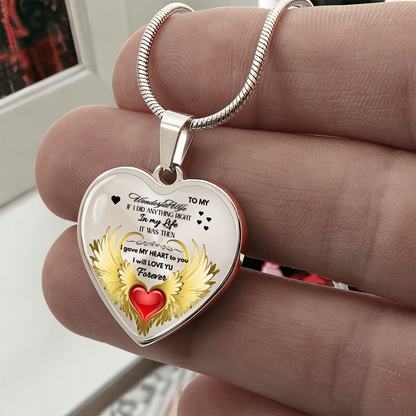 To My Wonderful Wife Angel Wings Necklace – Love Gift for Wife, Romantic Jewelry for Anniversary, Birthday or Valentine's Day