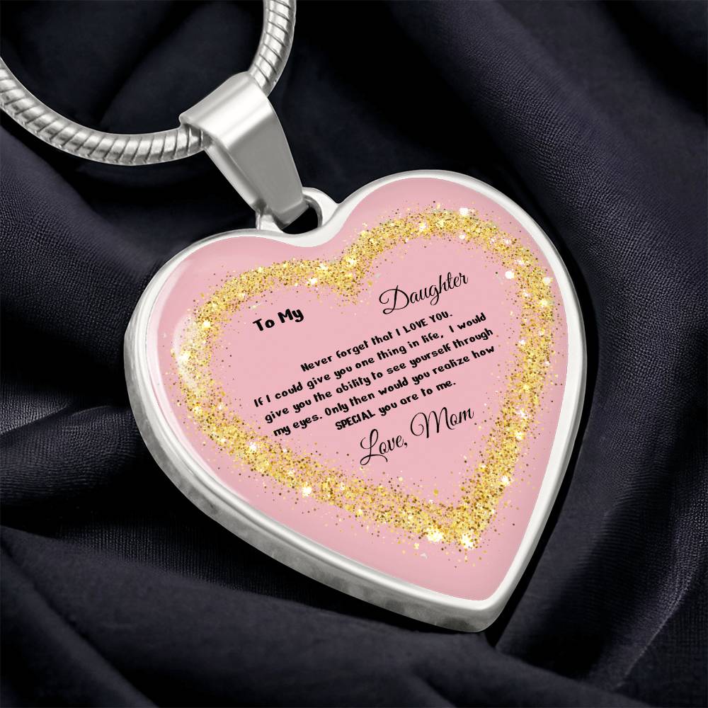 Luxury Heart pendant Necklace To my Daughter,  love Mom