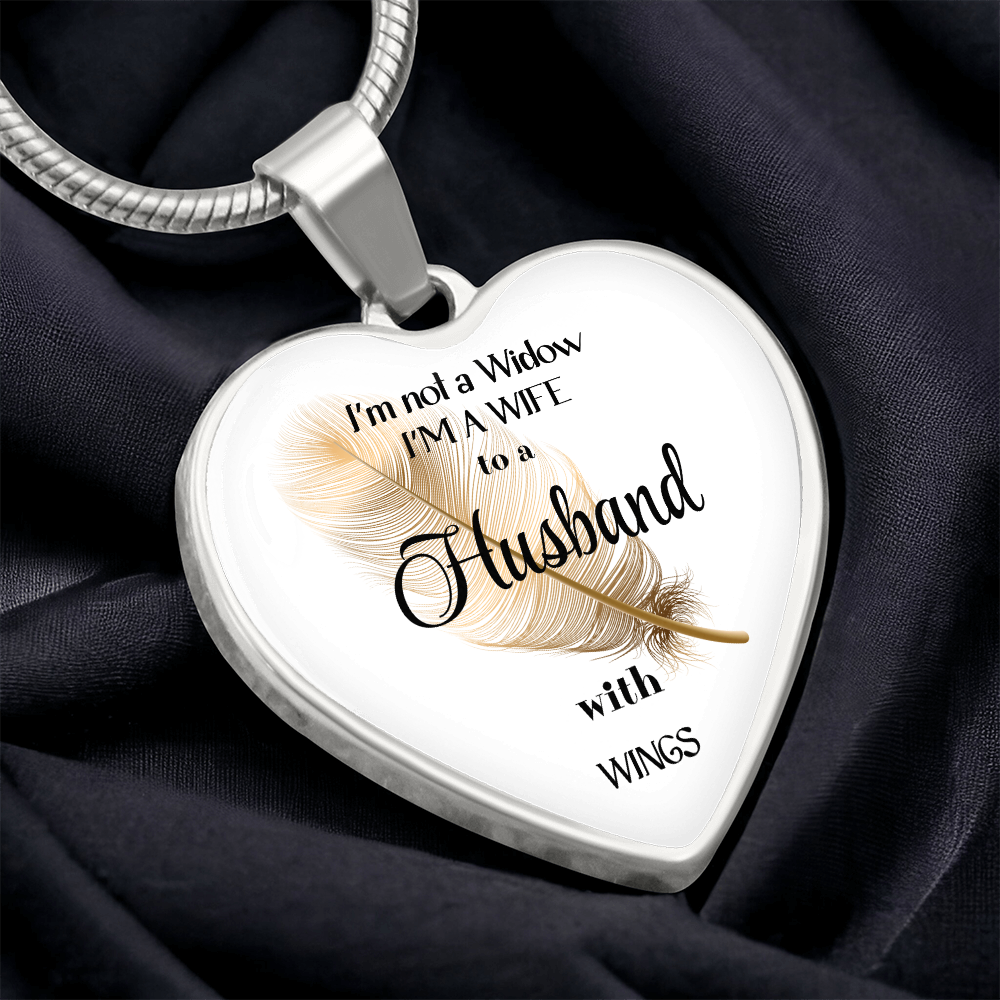 In Loving Memory Husband Necklace – Angel Wings Heart Tribute Jewelry | Elegant Memorial & Sympathy Gift