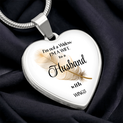 In Loving Memory Husband Necklace – Angel Wings Heart Tribute Jewelry | Elegant Memorial & Sympathy Gift