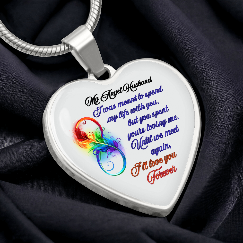 My Husband My Angel- Husband Memorial Heart Pendant Necklace