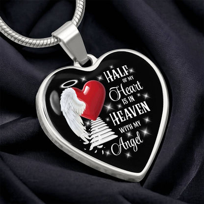 Half of My Heart Is in Heaven – Angel Memorial Heart Necklace by ShineOn Fulfillment