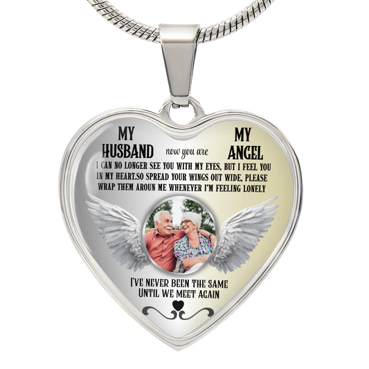 Personalized Memorial Photo Heart Necklace, Husband Loss Remembrance Gift, Custom Sympathy Jewelry, In Loving Memory Keepsake