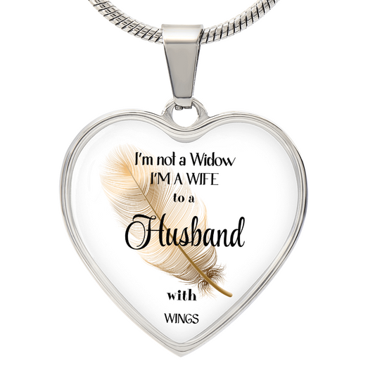 In Loving Memory Husband Necklace – Angel Wings Heart Tribute Jewelry | Elegant Memorial & Sympathy Gift