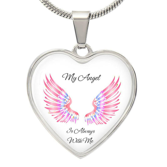 Luxury Heart pendant Necklace My Angel is always with me