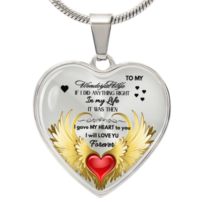 To My Wonderful Wife Angel Wings Necklace – Love Gift for Wife, Romantic Jewelry for Anniversary, Birthday or Valentine's Day