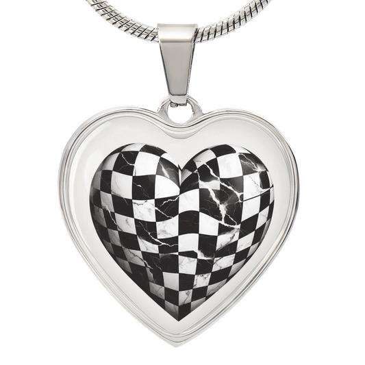 Artistic Elegance: Black & White Heart Necklace