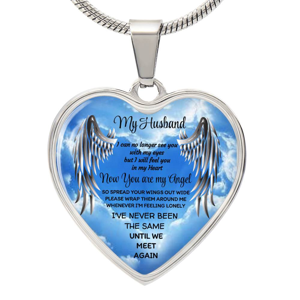 Luxury Heart pendant Necklace my Husband now you are my Angel