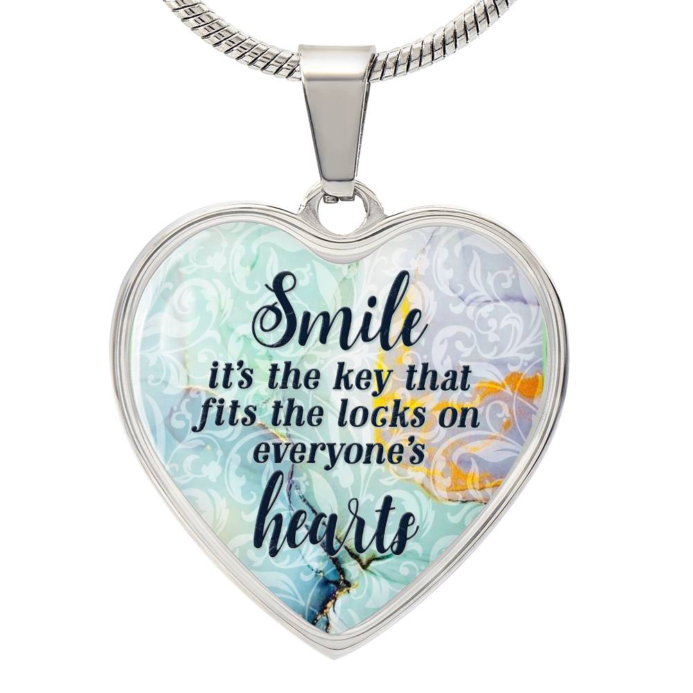 Luxury Heart pendant Necklace Smile it's the Key that fits the locks on everyone's Hearts.