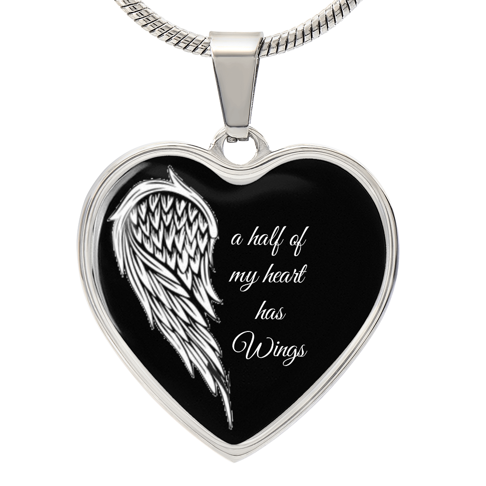 A half of my Heart has Wings Luxury Graphic Heart Necklace