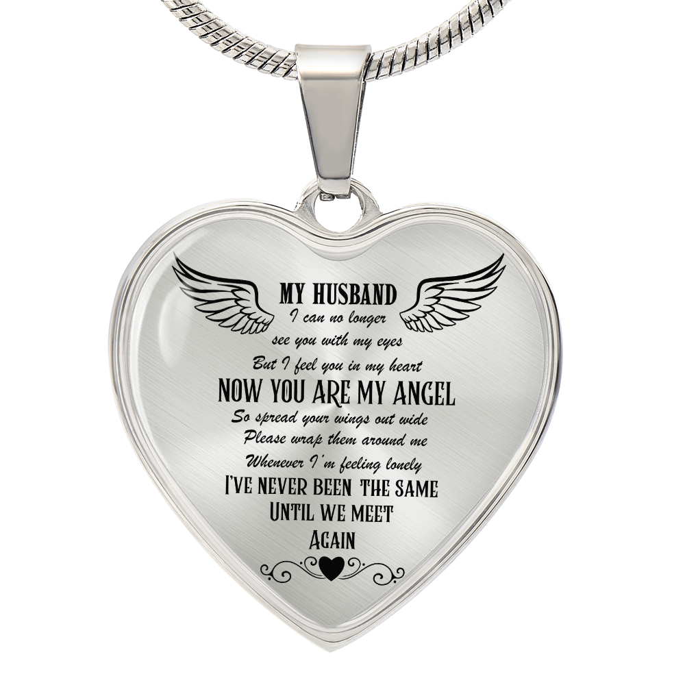 Luxury Graphic Heart Necklace My Husband my Angel