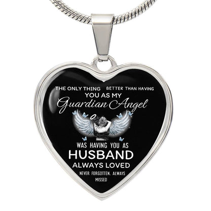 Luxury Heart pendant Necklace My Guardian Angel Husband.