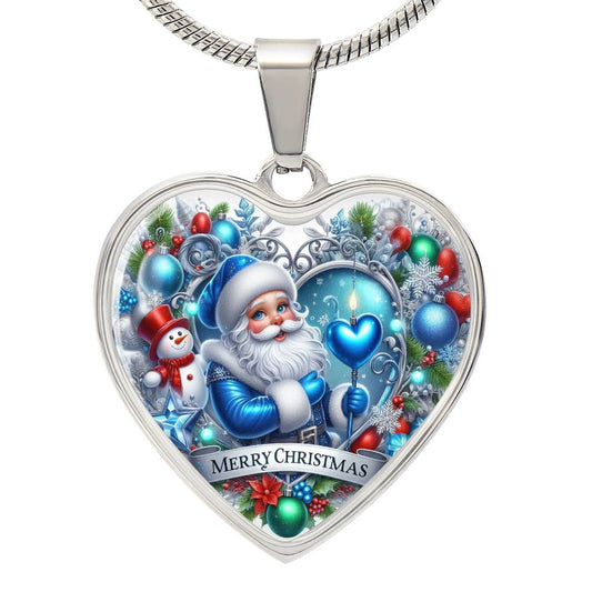 Luxury Heart Necklace – Merry Christmas Graphic Design | Holiday Jewelry Gift for Women