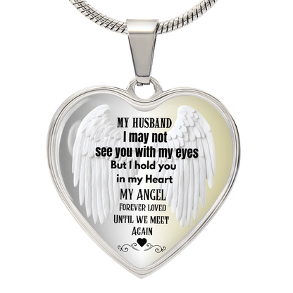 My husband My Angel memorial Heart Necklace