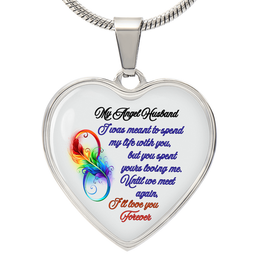 My Husband My Angel- Husband Memorial Heart Pendant Necklace