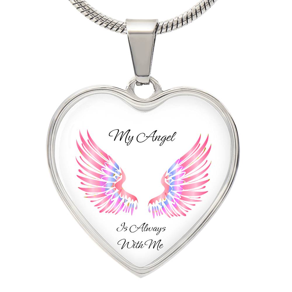 Luxury Heart pendant Necklace My Angel is always with Me.